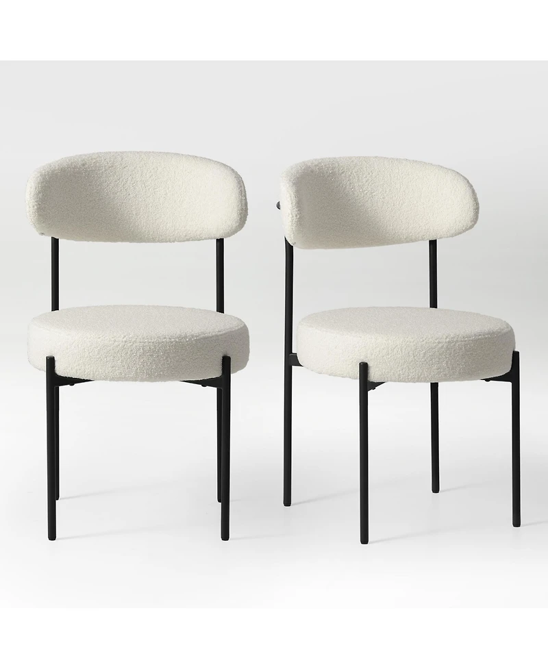 WestinTrends Mid-Century Modern Upholstered Sherpa Round Dining Chairs (Set of 2)
