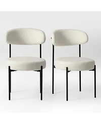 WestinTrends Mid-Century Modern Upholstered Sherpa Round Dining Chairs (Set of 2)