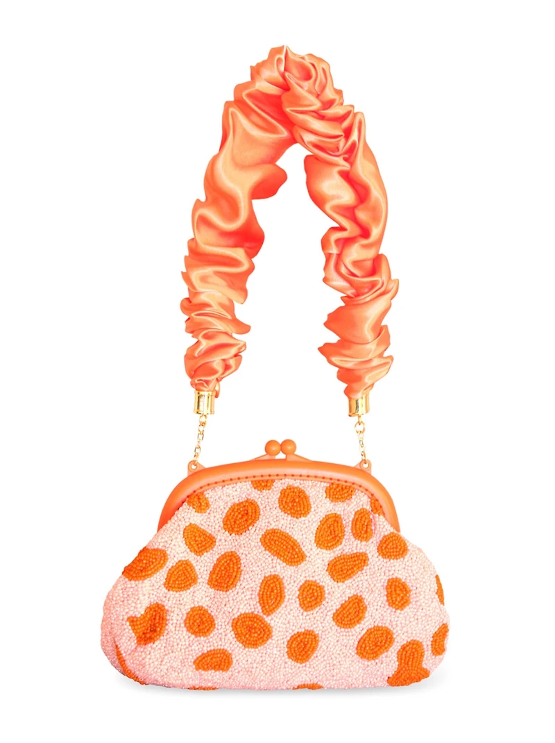 Peachpuff Arnoldi Hand-beaded Clutch Bag In Orange & Pink