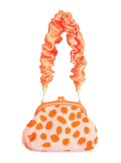 Peachpuff Arnoldi Hand-beaded Clutch Bag In Orange & Pink