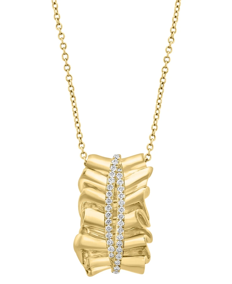 Effy Diamond Double Row Wavy 18" Pendant Necklace (1/5 ct. t.w.) in 14k Gold
