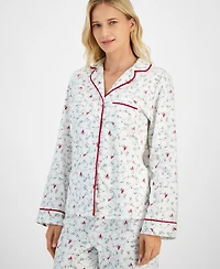 Charter Club Petite Women's Long-Sleeve Cotton Flannel Packaged Pajama Set, Created for Macy's