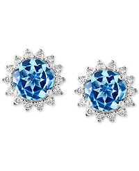 Effy Amethyst (1-5/8 ct. t.w.) & Diamond (1/5 Halo Stud Earrings 14k Rose Gold (Also Blue Topaz Citrine)