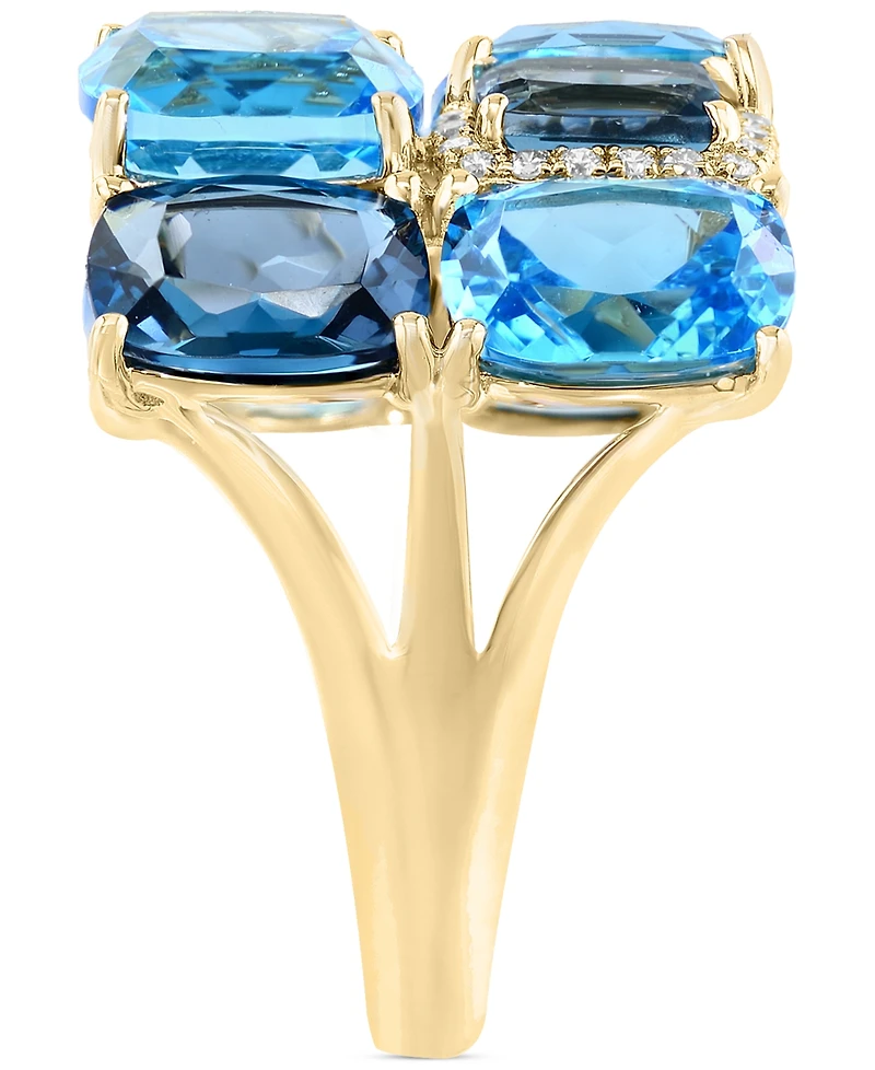 Effy Blue Topaz (11-3/4 ct. t.w.) & Diamond (1/6 Cluster Statement Ring 14k Gold