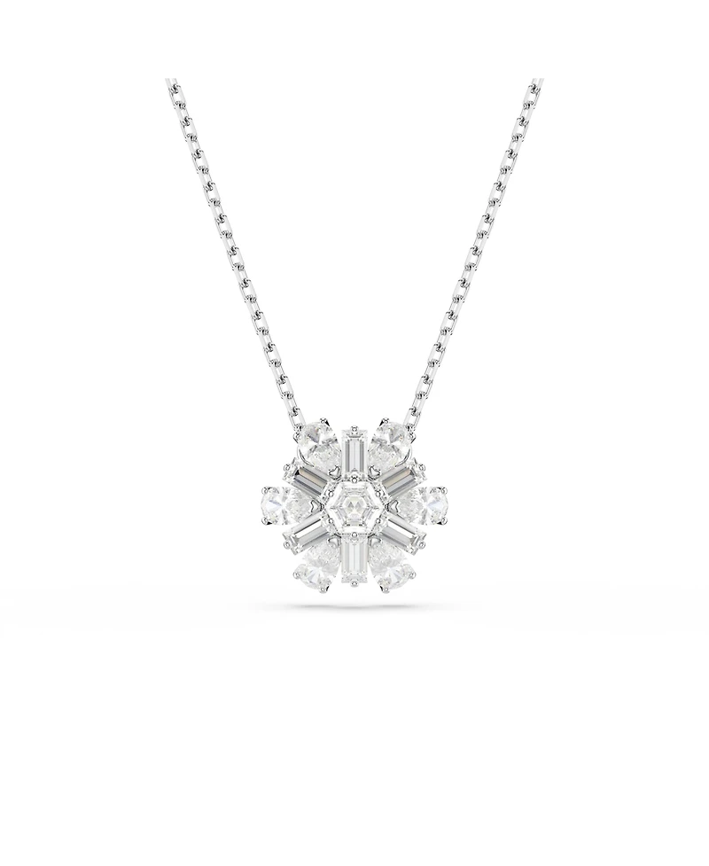 Swarovski Snowflake White Rhodium Plated Idyllia Pendant Necklaces