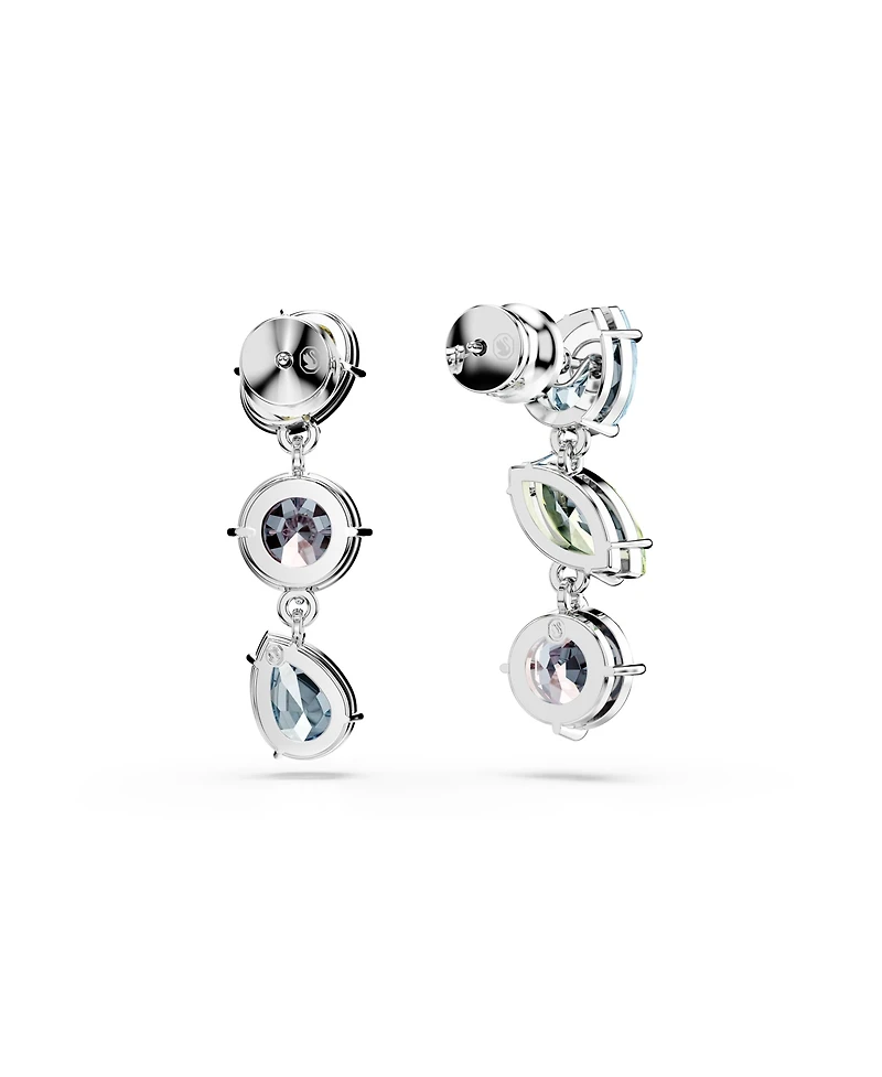 Swarovski Mixed Cuts Multicolored Rhodium Plated Gema Drop Earrings