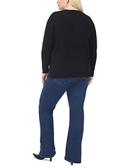 Vince Camuto Plus Star-Patterned Crewneck Sweater