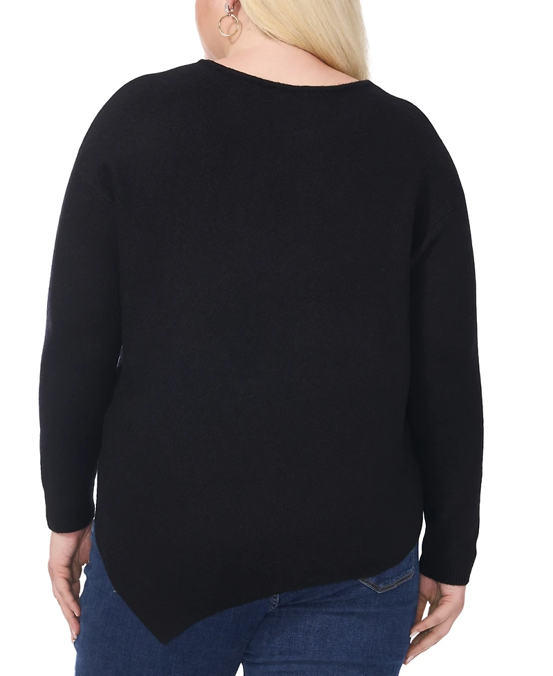 Vince Camuto Plus Asymmetric-Hem Sweater