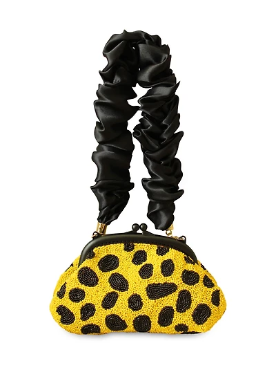 Venom Arnoldi Hand-beaded Clutch Bag In Black & Yellow