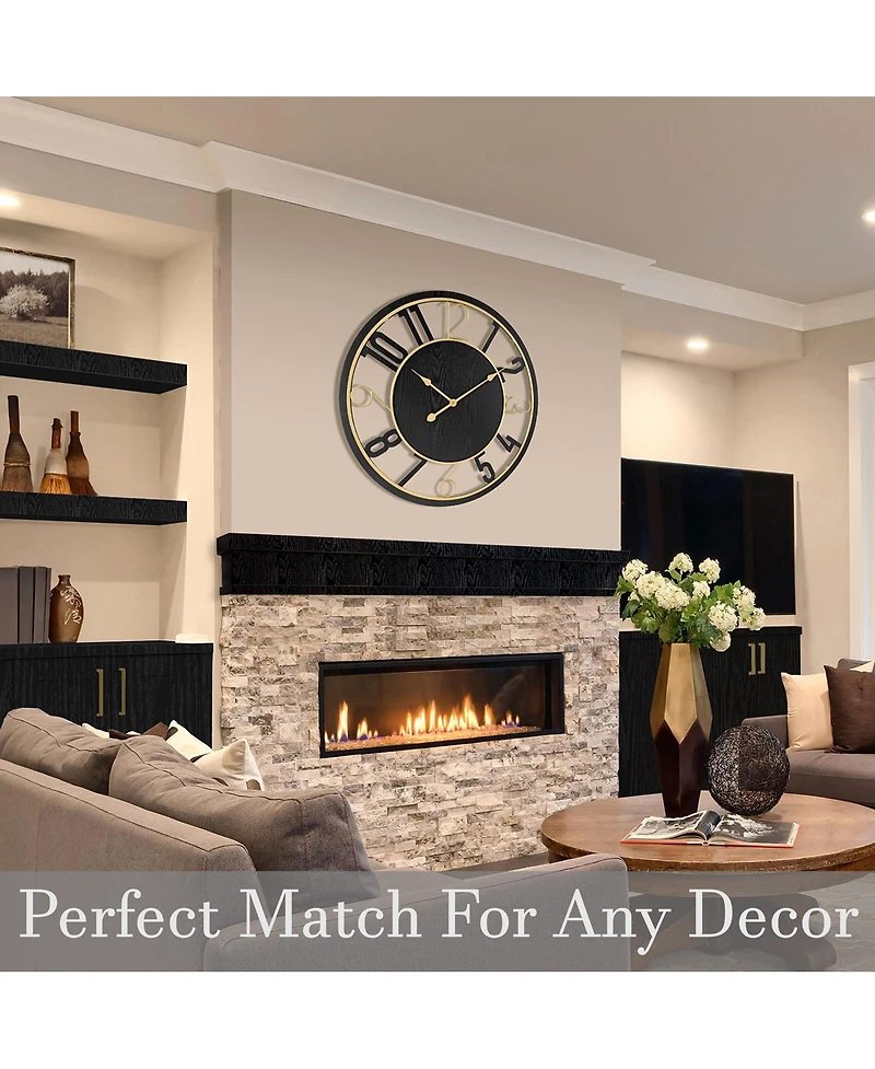 Sorbus 24" Modern Wooden Wall Clock - Sleek Design, Analog Display
