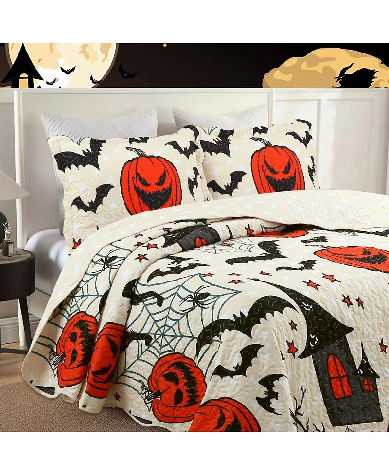 MarCielo Halloween Themed Quilt Bedspread Set Twin