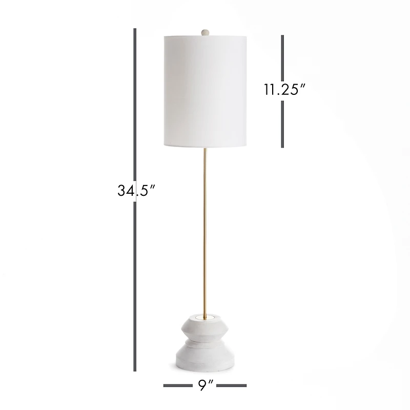 34.5" Kaiden 25W Whitewash Modern Premium Tall Geometric Lamp w/ Fabric Shade