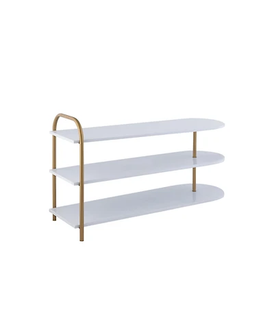 Jonathan Y Modern 24" 9-Pair 3-Tier Iron Curved Decker Shoe Rack, Two-Tone Mint