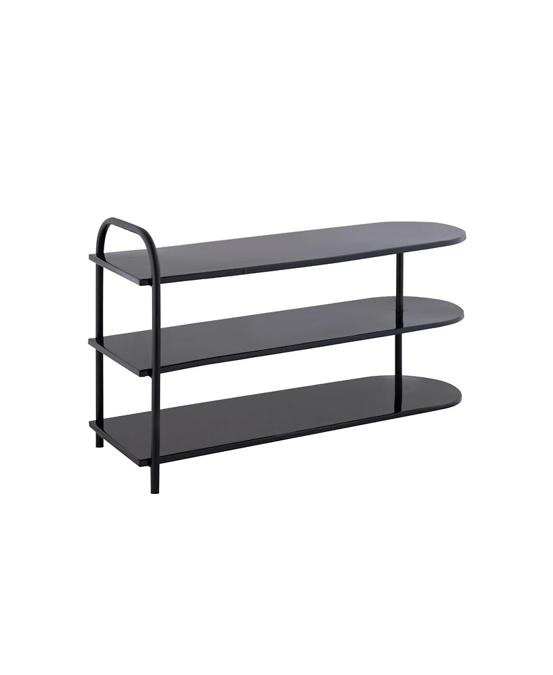 Jonathan Y Modern 24" 9-Pair 3-Tier Iron Curved Decker Shoe Rack, Two-Tone Mint