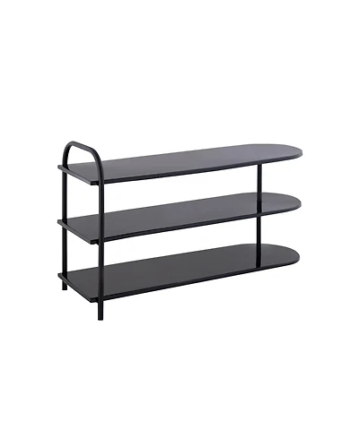 Jonathan Y Modern 24" 9-Pair 3-Tier Iron Curved Decker Shoe Rack, Two-Tone Mint