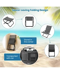 Costway Patio Folding Sling Chair with Ottoman Footrest & Removable Cushion Ottoman Set