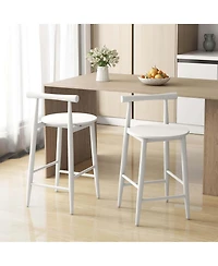 Bar Chair Counter Height Stools Set of 2 with Acacia Wood Frame Supporting Legs