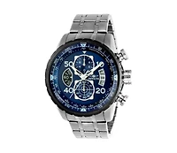 Invicta Men's Aviator Quartz Multifunction Blue Dial Stainless Steel Bracelet Watch