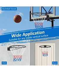 Costway 18" Basketball Rim Wall Door Mounted Hoop with All Weather Net