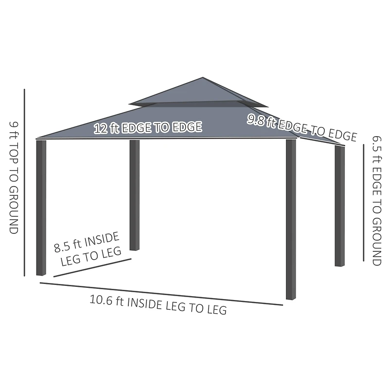 Outsunny 10' x 12' Double Roof Outdoor Gazebo with Netting & Curtains