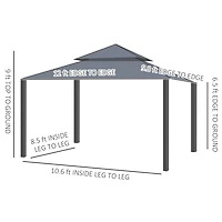 Outsunny 10' x 12' Double Roof Outdoor Gazebo with Netting & Curtains