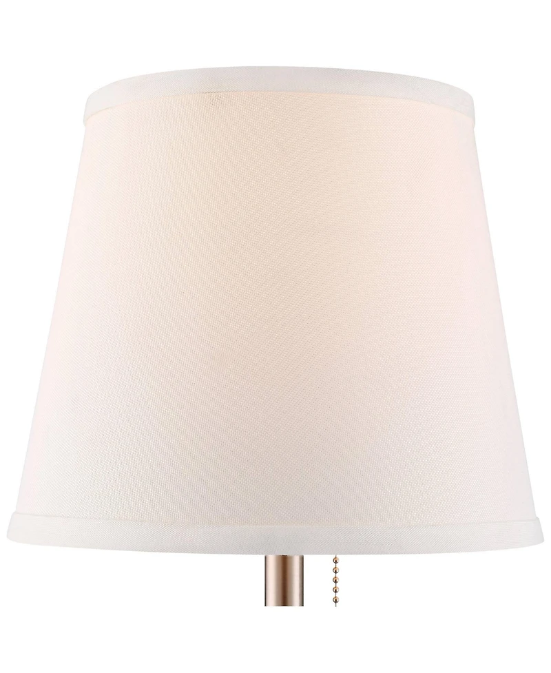 360 Lighting Modern Accent Table Lamp with Hotel Style Usb and Ac Power Outlet in Base 20" High Brushed Steel White Empire Shade for Living Room