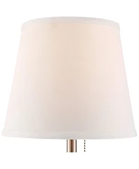 360 Lighting Modern Accent Table Lamp with Hotel Style Usb and Ac Power Outlet in Base 20" High Brushed Steel White Empire Shade for Living Room
