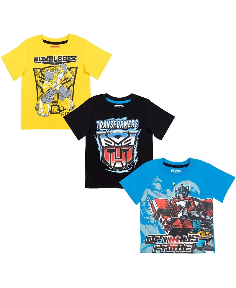 Transformers Boys Bumblebee Optimus Prime 3 Pack T-Shirts to