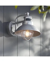 John Timberland Oberlin Rustic Industrial Farmhouse Outdoor Barn Light Fixture Galvanized Dusk to Dawn Motion Sensor 9" Clear Seedy Glass for Ext