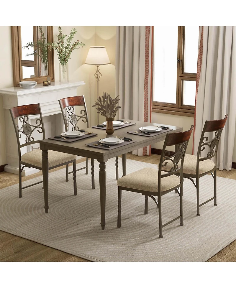 Set of 2 Dining Room Chairs Armless Kitchen with Seat Cushion