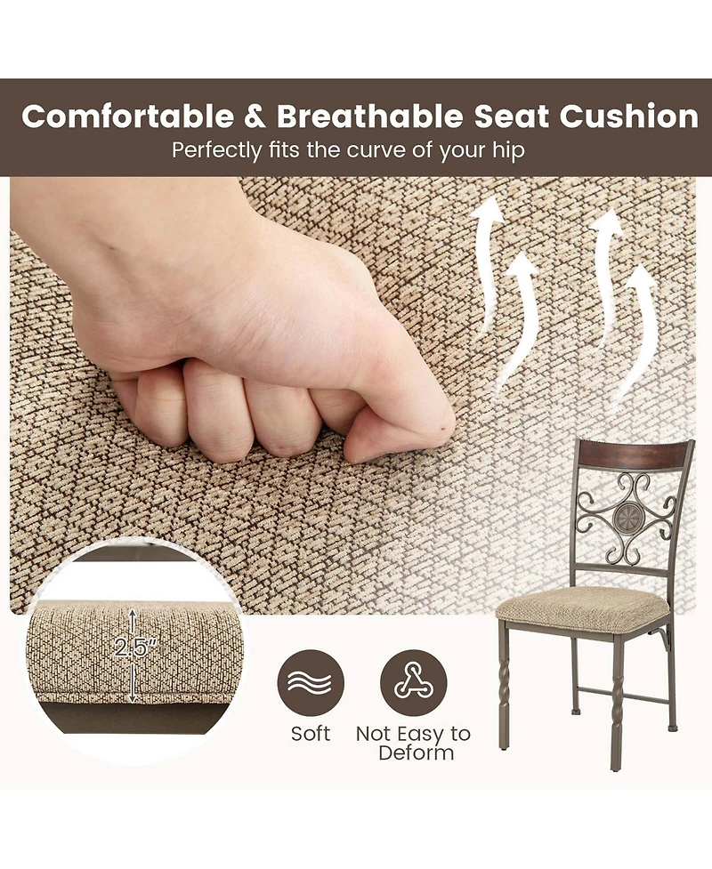 Set of 2 Dining Room Chairs Armless Kitchen with Seat Cushion