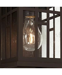 John Timberland Outdoor Wall Lights Set of 2 Fixture Carriage Style Bronze 12 1/2" Clear Glass Lantern Exterior House Porch Patio