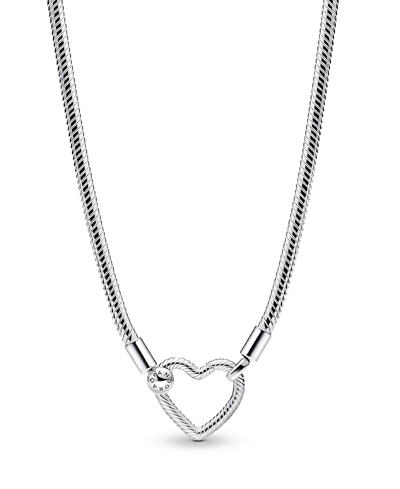 Pandora Sterling Silver Heart Closure Snake Chain Necklace