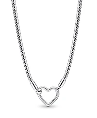 Pandora Sterling Silver Heart Closure Snake Chain Necklace