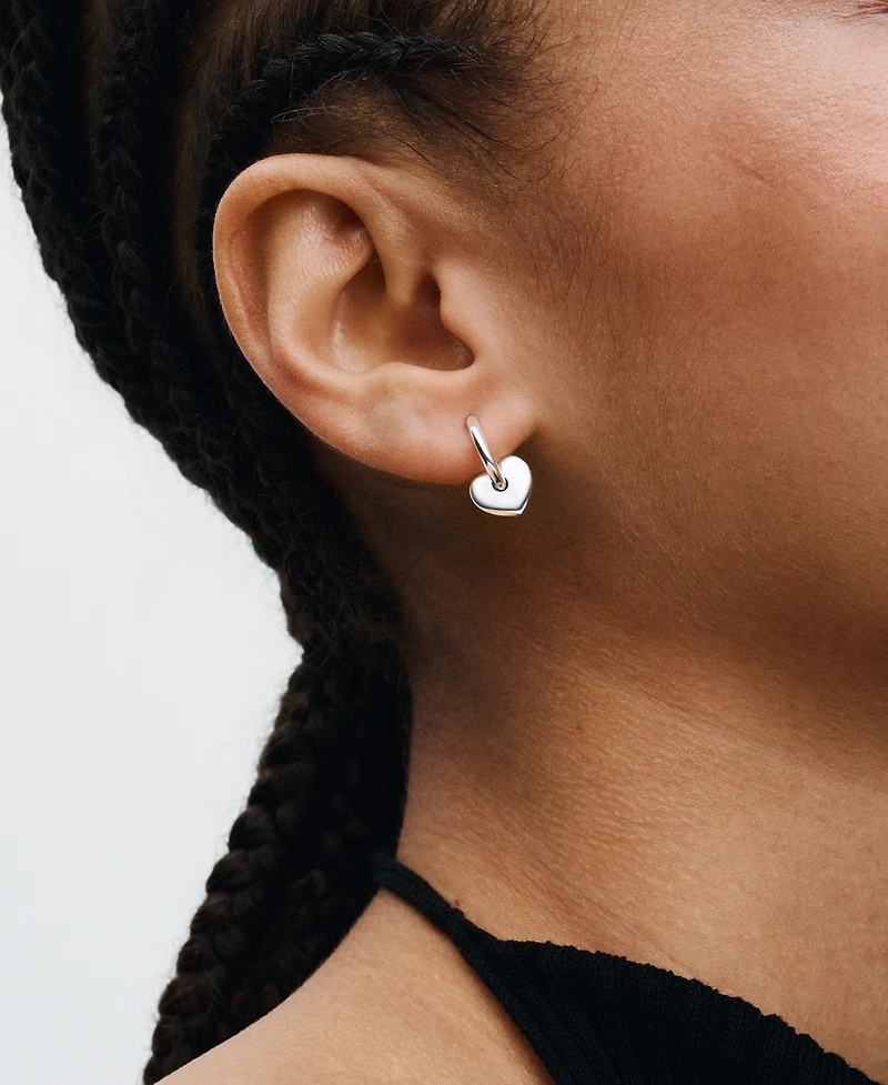 Pandora Sterling Silver Heart Open Hoop Earrings