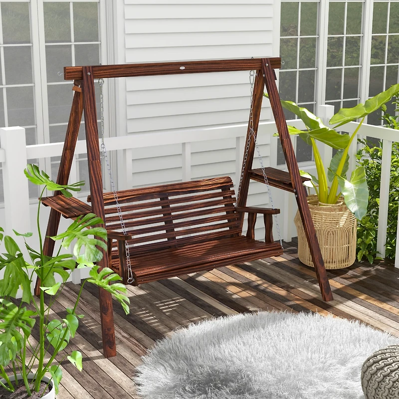 Outsunny 2-Seat Patio Swing Chair, Porch Swing with Sd,