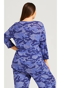 Avenue Women's Plus Hacci Camo Top