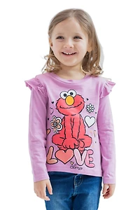 Sesame Street Girls 2 Pack Peplum Long Sleeve T-Shirts