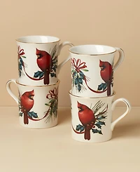 Lenox Winter Greetings Cardinal Mugs, Set of 4
