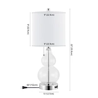 Jonathan Y Cora Classic Retro Glass Led Table Lamp with Usb Charging Port (Set of 2)