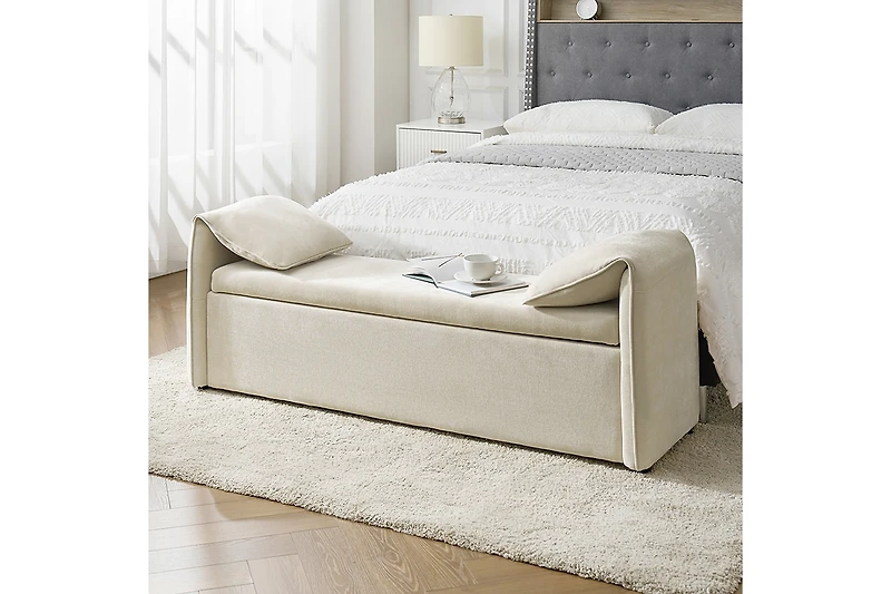 Hulala Home Mid-century Modern Lydia Storage Bench with Solid Wood Legs