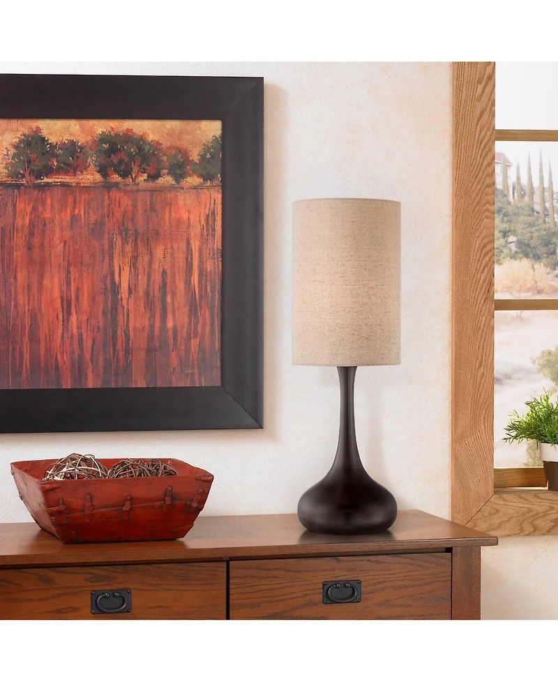 360 Lighting Droplet 24 1/2" High Mid Century Modern Table Lamp Brown Espresso Bronze Finish Metal Tan Cylinder Shade Living Room