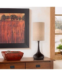 360 Lighting Droplet 24 1/2" High Mid Century Modern Table Lamp Brown Espresso Bronze Finish Metal Tan Cylinder Shade Living Room