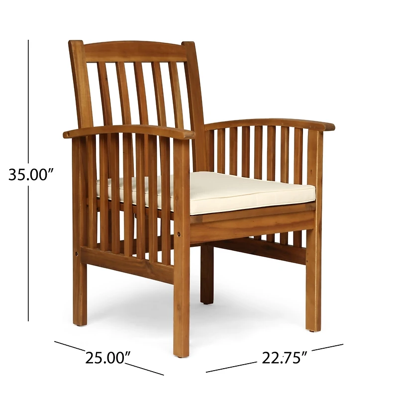 Streamdale Rustic Acacia Wood Dining Chairs with Water-Resistant Cushions