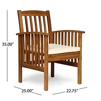 Streamdale Rustic Acacia Wood Dining Chairs with Water-Resistant Cushions