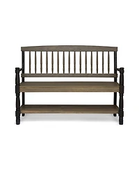 Simplie Fun Elegant Slatted Bench with Shelf Cozy Charm for Outdoor Living