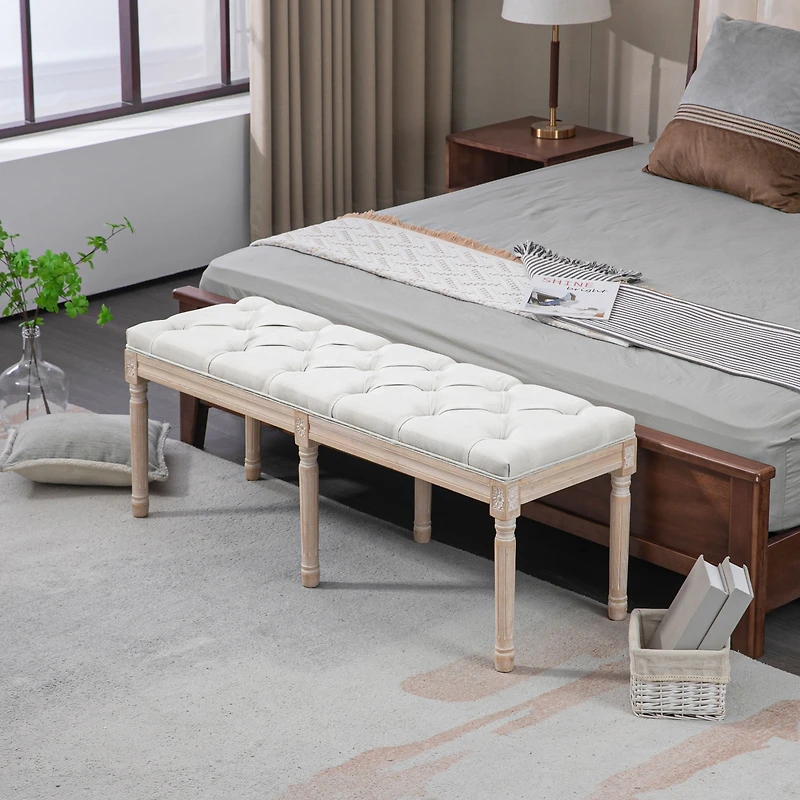 Homcom 46" End of Bed Bench, Upholste Bedroom Bench,