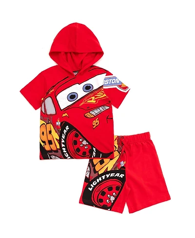 Disney Toddler Boys Hooded T-Shirt and French Terry Shorts Outfit Set to (2T - 10-12)