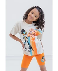 Moon Girl and Devil Dinosaur Little Girls Oversized Drop Shoulder T-Shirt Shorts Outfit Set