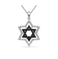 Bling Jewelry Black and White Cz Judaica Hanukkah Star of David Pendant Necklace Sterling Silver
